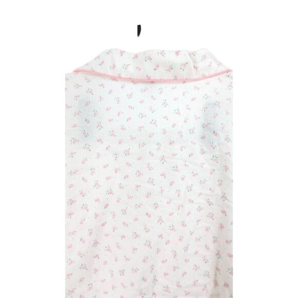 Fundamentals Women's White Collared Button-Up Long Sleeve Flannel Pajama Set Siz - Picture 7 of 8